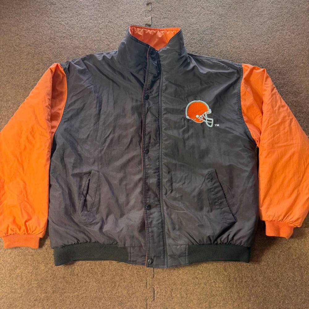 Vintage NFL Cleveland Browns Bomber Jacket Competitor Game Day Brown Orange Larg